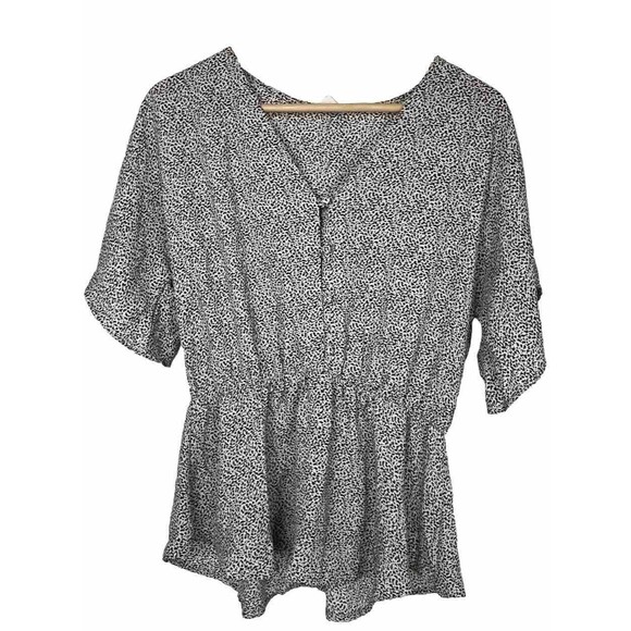 Nordstrom Sienna Sky Top Flutter Sleeve Button Front Animal Print Blouse Medium - Picture 1 of 3